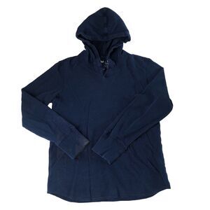 Gap Mens Athletic Fit Waffle Knit Hoodie Blue Size Small
